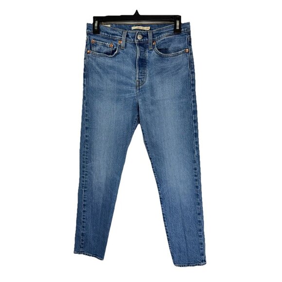 Levis Wedgie Jeans Womens 27 Blue Button Fly High Rise Denim Cotton Stretch - Picture 1 of 11